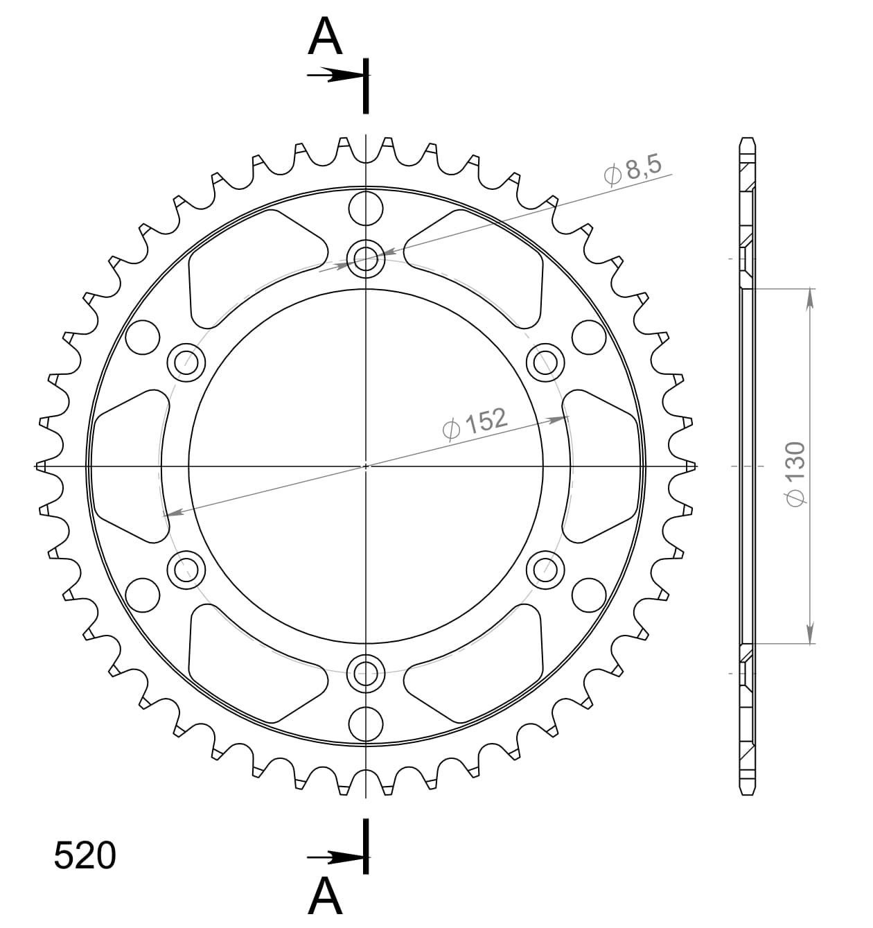 Obrázek produktu Řetězová rozeta SUPERSPROX RFE-244:46-BLK černý 46 zubů, 520