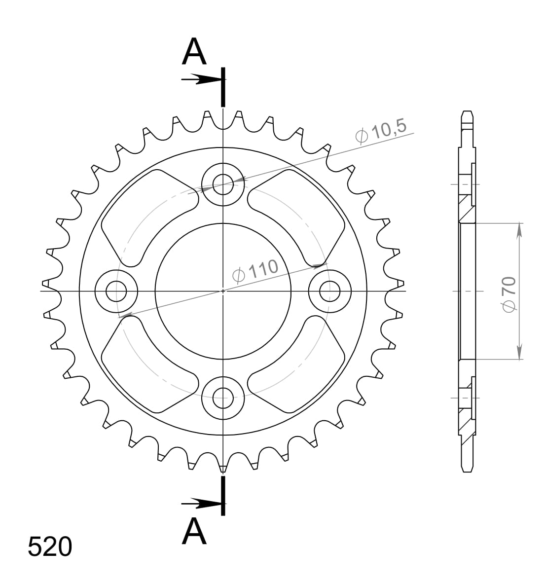 Obrázek produktu Řetězová rozeta SUPERSPROX RFE-247:35-BLK černý 35 zubů, 520 RFE-247:35-BLK