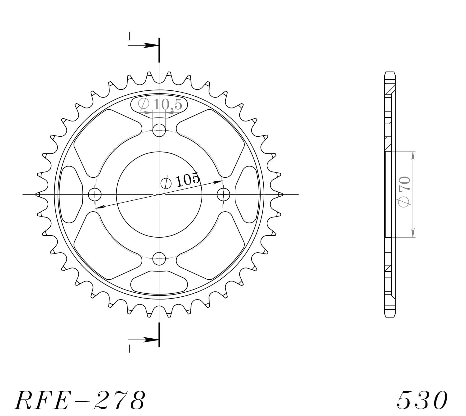 Obrázek produktu Řetězová rozeta SUPERSPROX RFE-278:38-BLK černý 38 zubů, 530 RFE-278:38-BLK