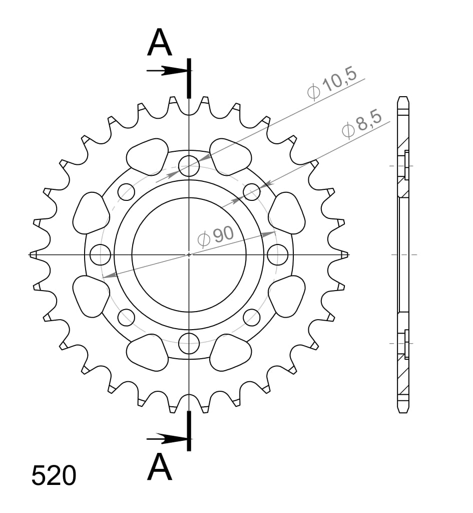 Obrázek produktu Řetězová rozeta SUPERSPROX RFE-279:30-BLK černý 30 zubů, 520 RFE-279:30-BLK