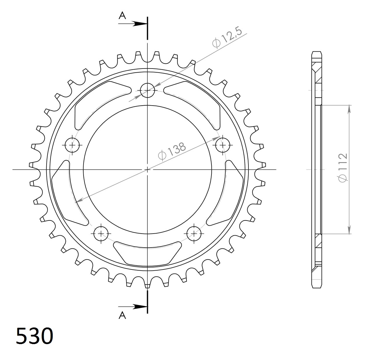 Obrázek produktu Řetězová rozeta SUPERSPROX RFE-302:39-BLK černý 39 zubů, 530