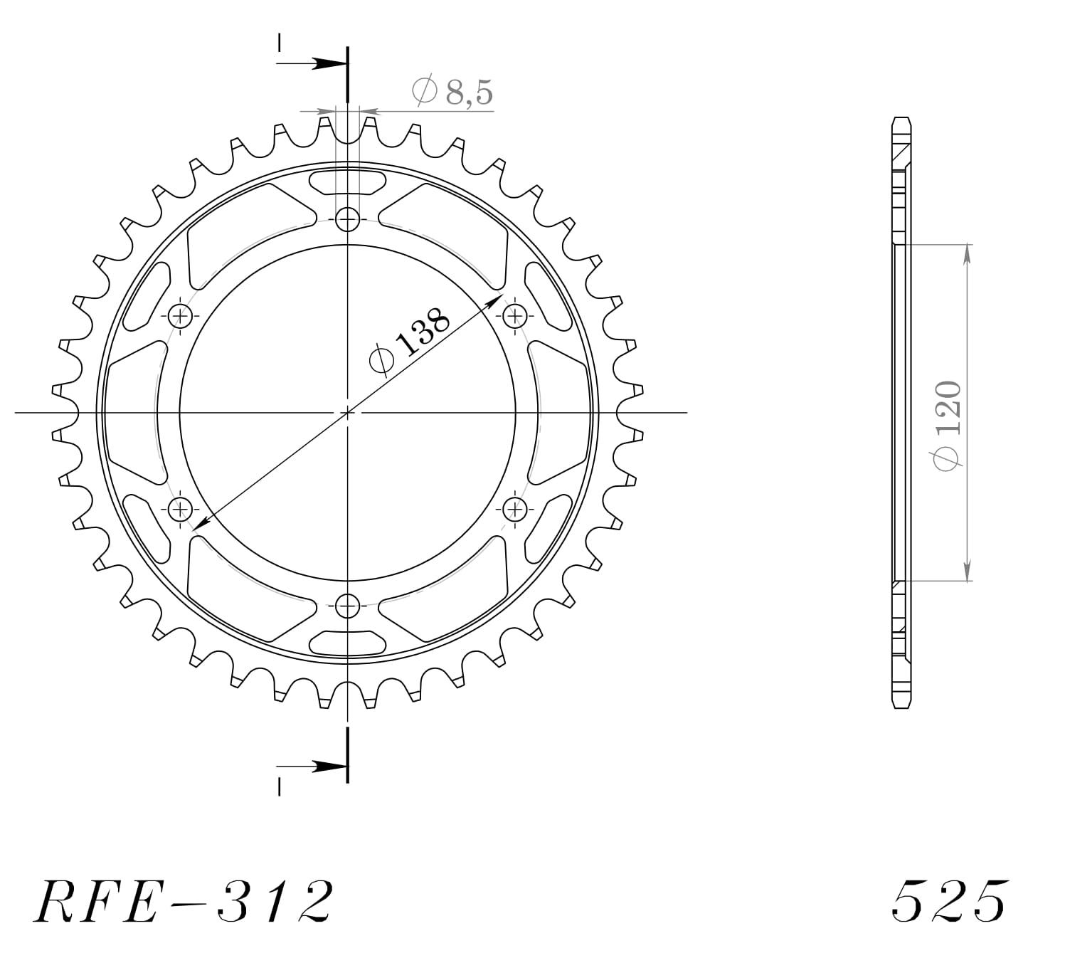 Obrázek produktu Řetězová rozeta SUPERSPROX RFE-312:40-BLK černý 40 zubů, 525