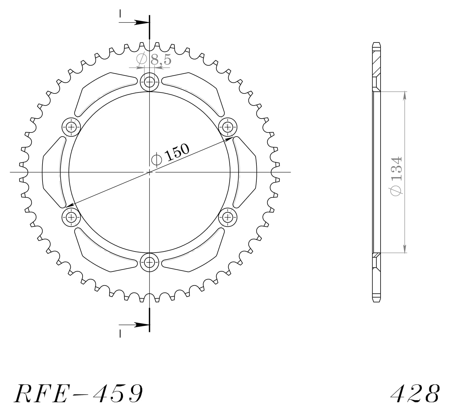 Obrázek produktu Řetězová rozeta SUPERSPROX RFE-459:52-BLK černý 52 zubů, 428 RFE-459:52-BLK