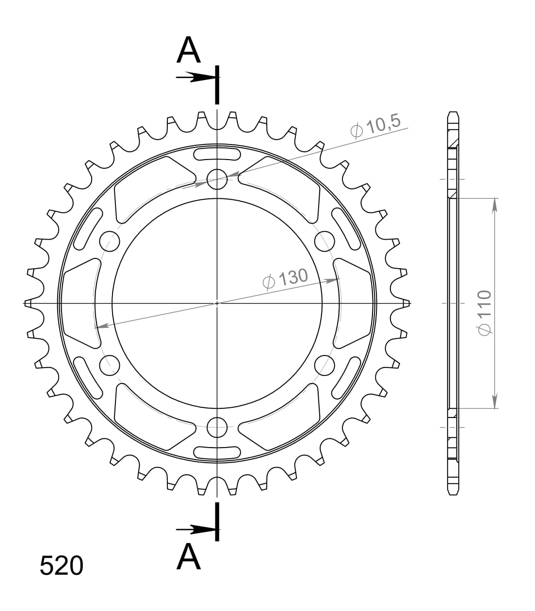 Obrázek produktu Řetězová rozeta SUPERSPROX RFE-486:38-BLK černý 38 zubů, 520