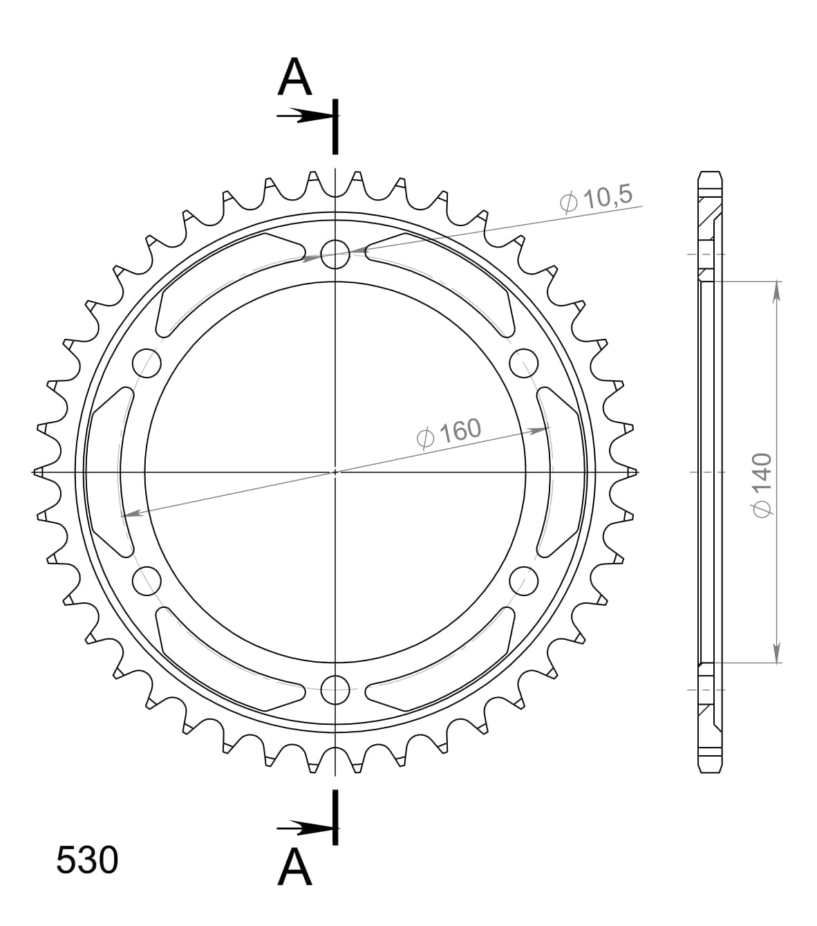 Obrázek produktu Řetězová rozeta SUPERSPROX RFE-502:42-BLK černý 42 zubů, 530 RFE-502:42-BLK