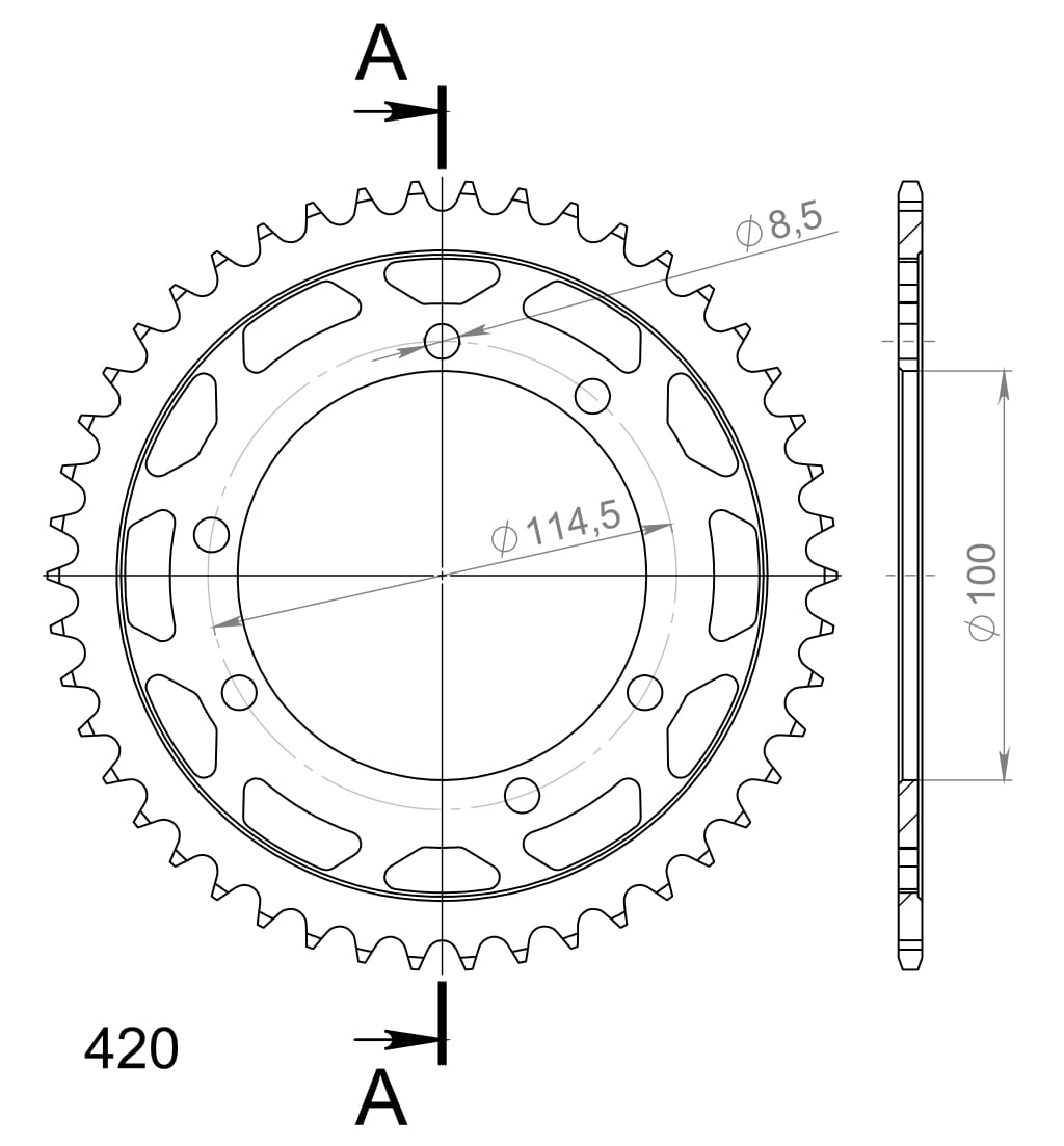Obrázek produktu Řetězová rozeta SUPERSPROX RFE-6601:46-BLK černý 46 zubů, 420 RFE-6601:46-BLK