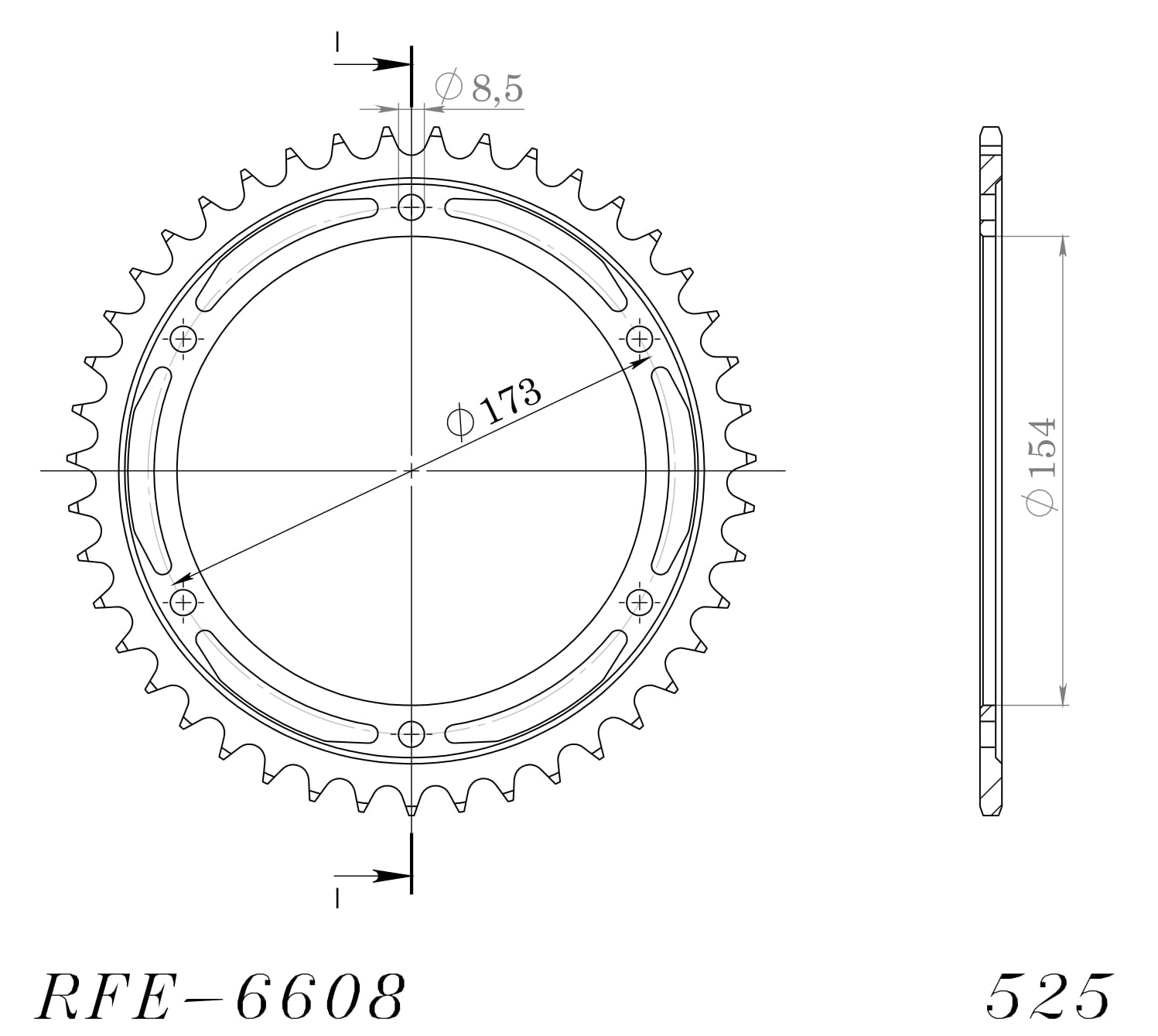 Obrázek produktu Řetězová rozeta SUPERSPROX RFE-6608:43-BLK černý 43 zubů, 525