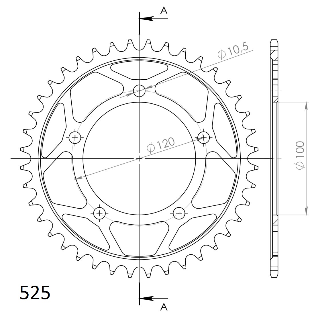 Obrázek produktu Řetězová rozeta SUPERSPROX RFE-702:40-BLK černý 40 zubů, 525