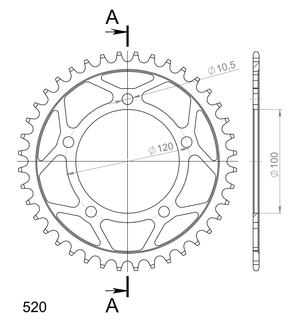 Obrázek produktu Řetězová rozeta SUPERSPROX RFE-703:40-BLK černý 40 zubů, 520