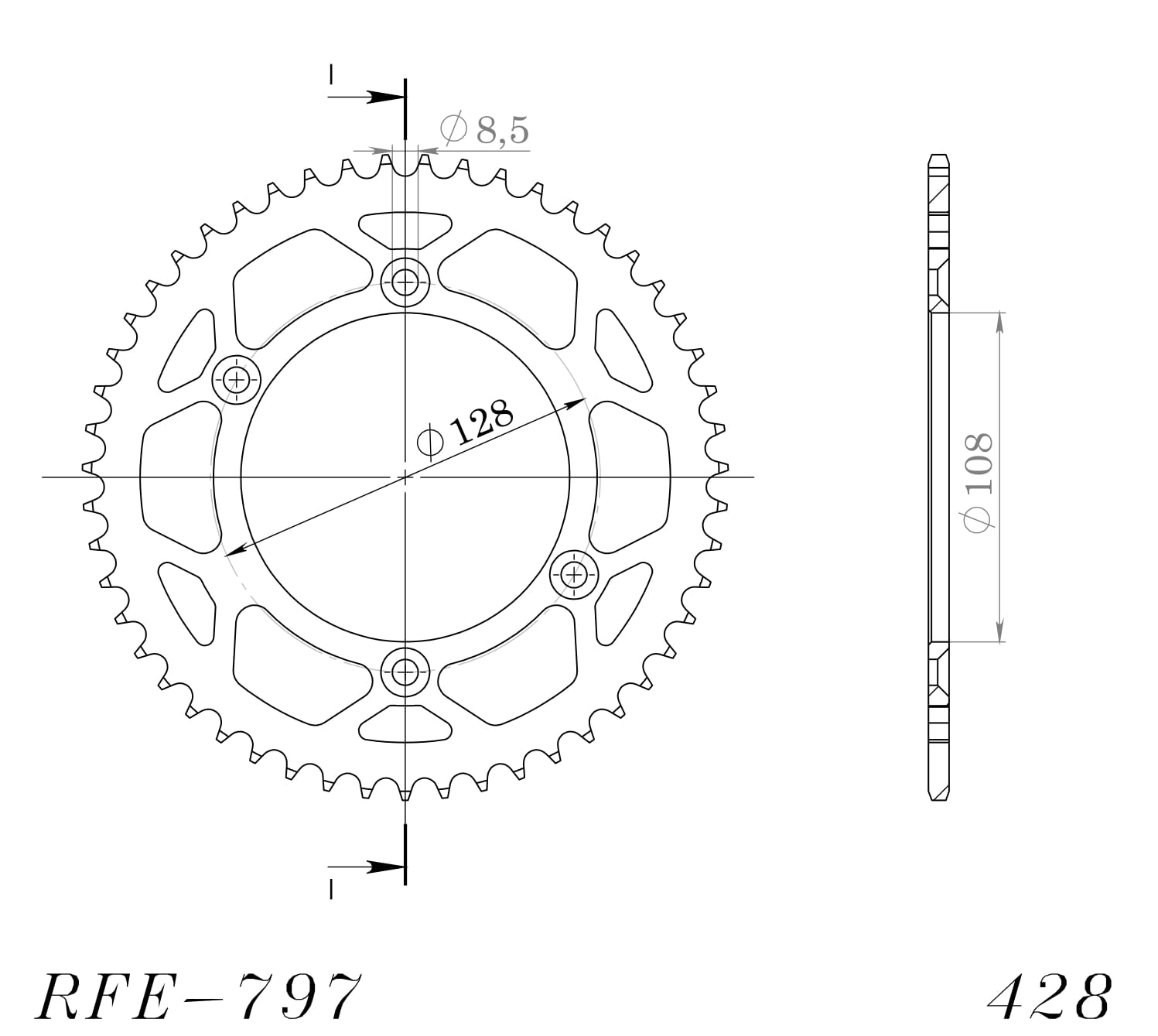 Obrázek produktu Řetězová rozeta SUPERSPROX RFE-797:51-BLK černý 51 zubů, 428