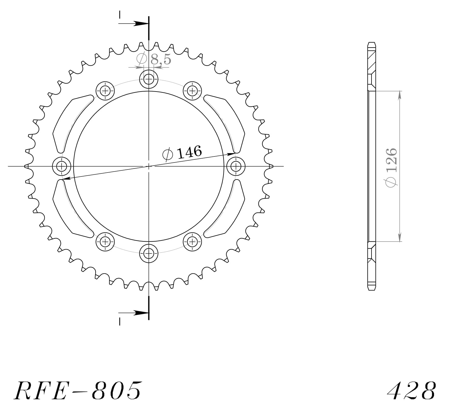 Obrázek produktu Řetězová rozeta SUPERSPROX RFE-805:50-BLK černý 50 zubů, 428