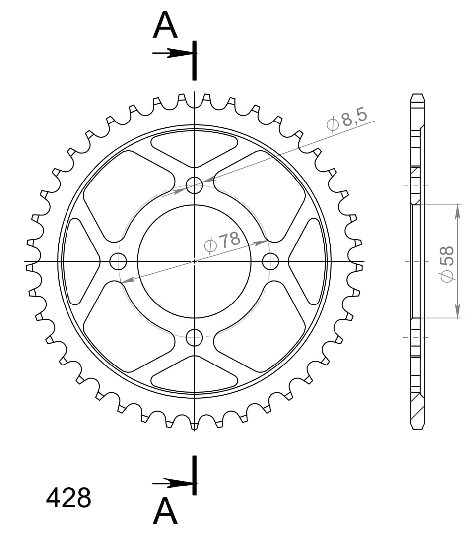 Obrázek produktu Řetězová rozeta SUPERSPROX RFE-810:41-BLK černý 41 zubů, 428