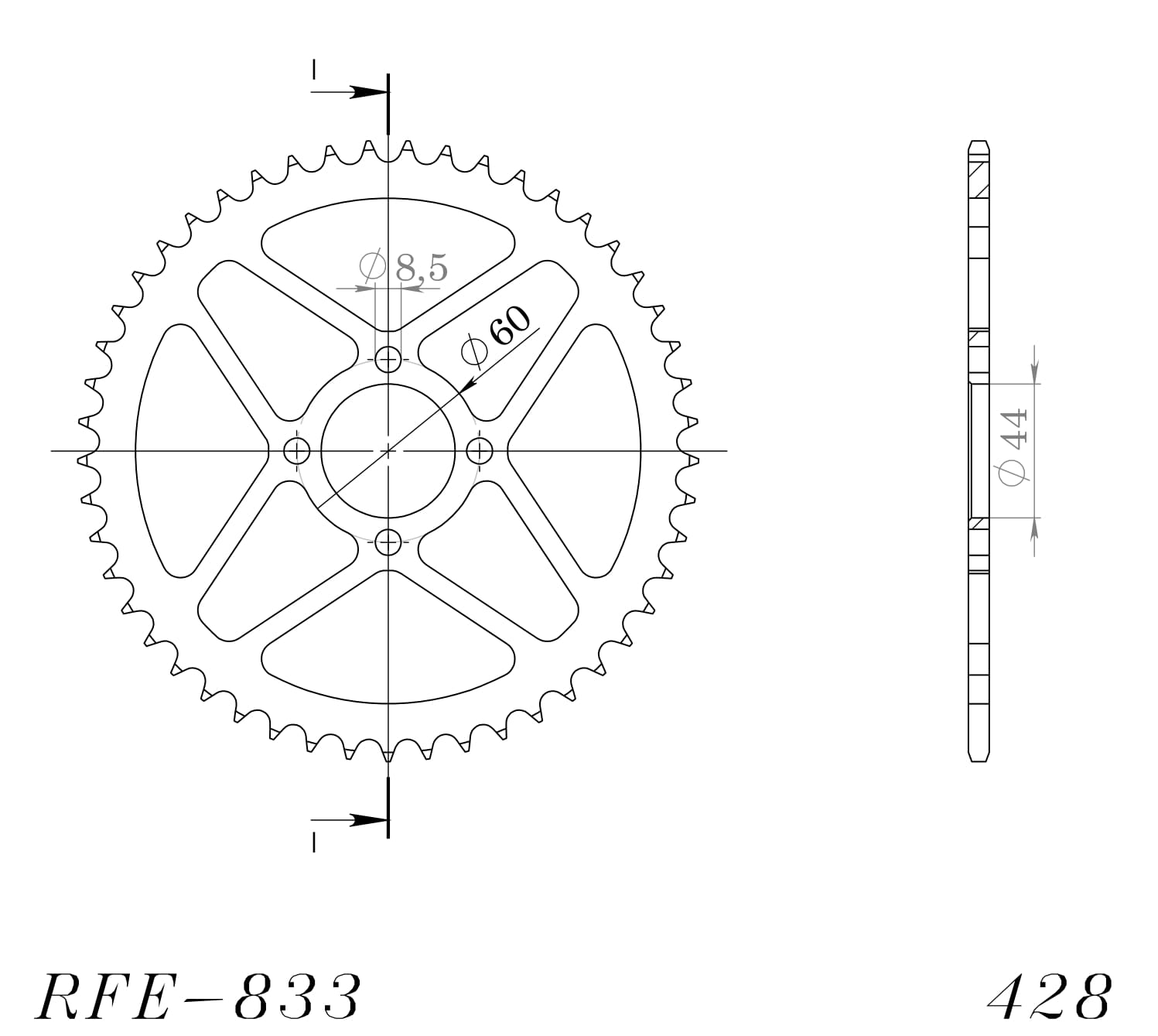 Obrázek produktu Řetězová rozeta SUPERSPROX RFE-833:49-BLK černý 49 zubů, 428 RFE-833:49-BLK
