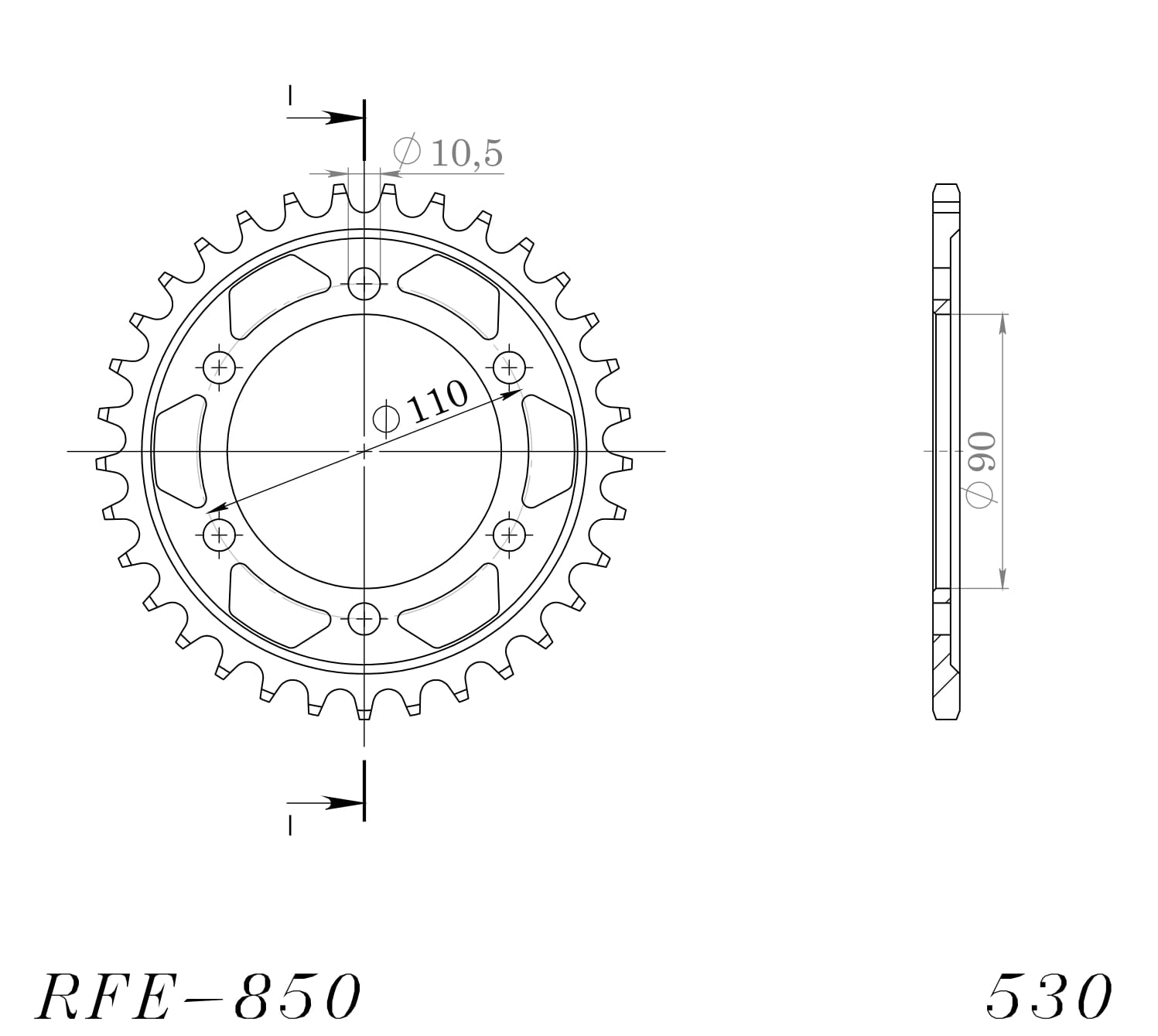 Obrázek produktu Řetězová rozeta SUPERSPROX RFE-850:33-BLK černý 33 zubů, 530 RFE-850:33-BLK
