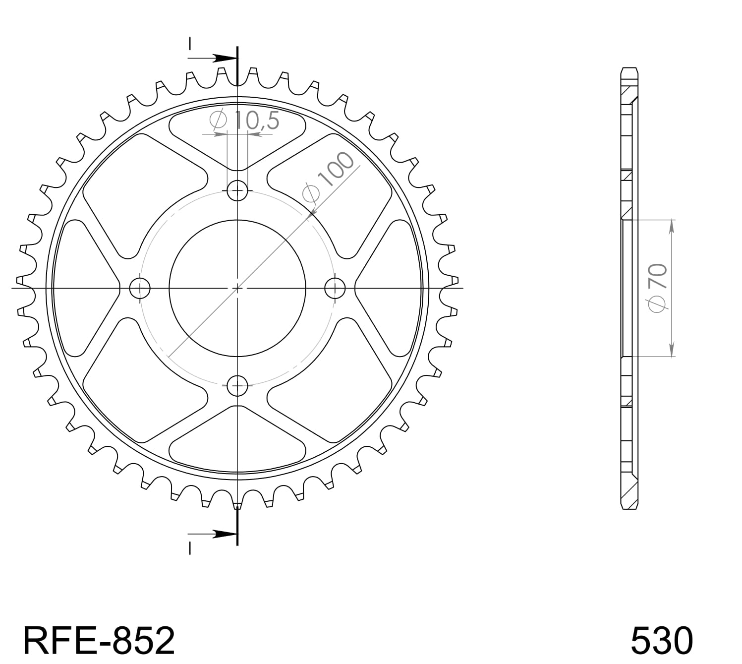 Obrázek produktu Řetězová rozeta SUPERSPROX RFE-852:41-BLK černý 41 zubů, 530 RFE-852:41-BLK