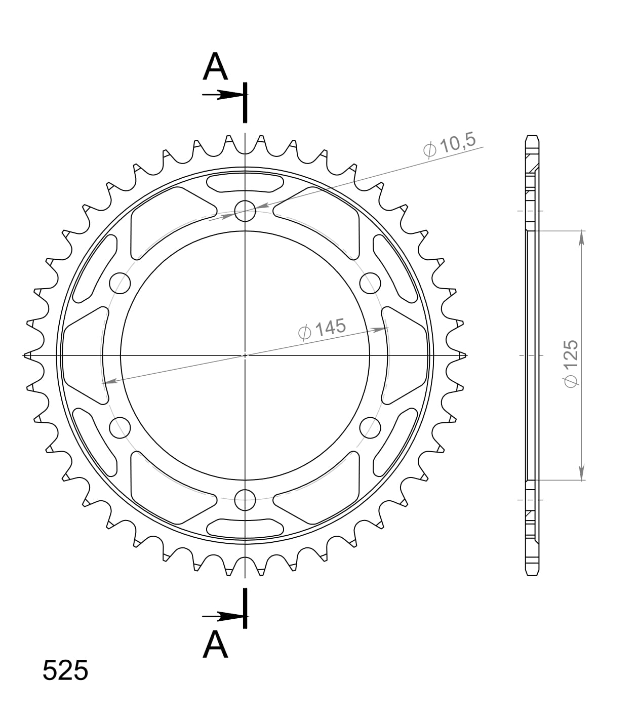 Obrázek produktu Řetězová rozeta SUPERSPROX RFE-867:42-BLK černý 42 zubů, 525