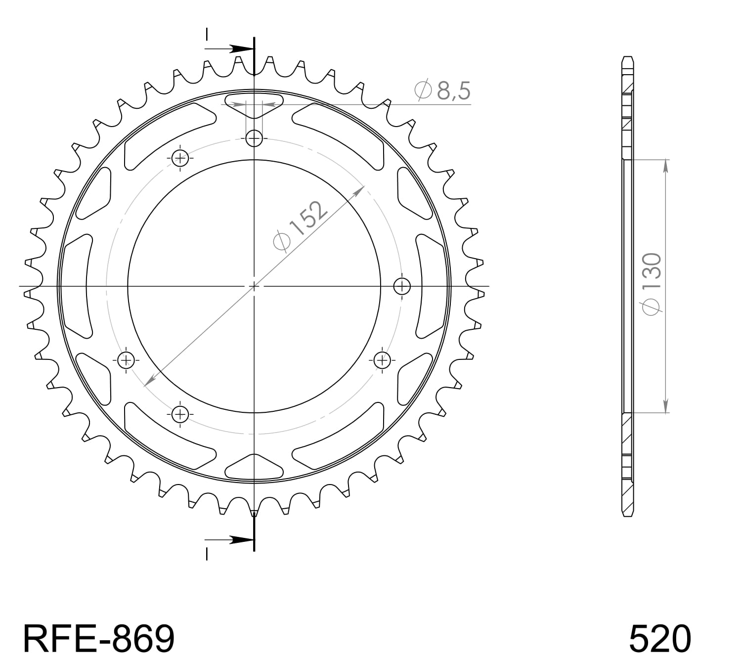 Obrázek produktu Řetězová rozeta SUPERSPROX RFE-869:45-BLK černý 45 zubů, 520 RFE-869:45-BLK