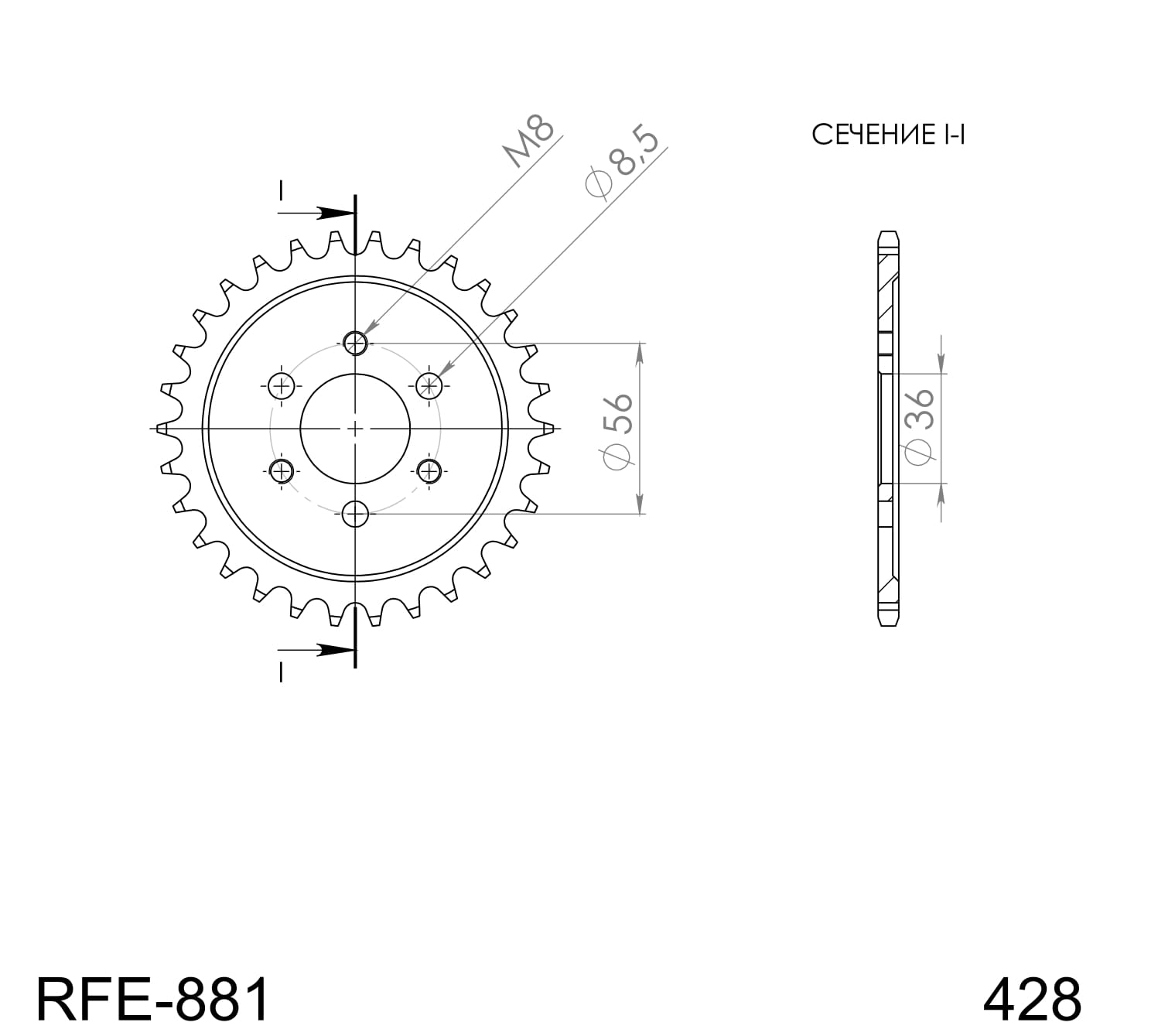 Obrázek produktu Řetězová rozeta SUPERSPROX RFE-881:28-BLK černý 28 zubů, 428 RFE-881:28-BLK
