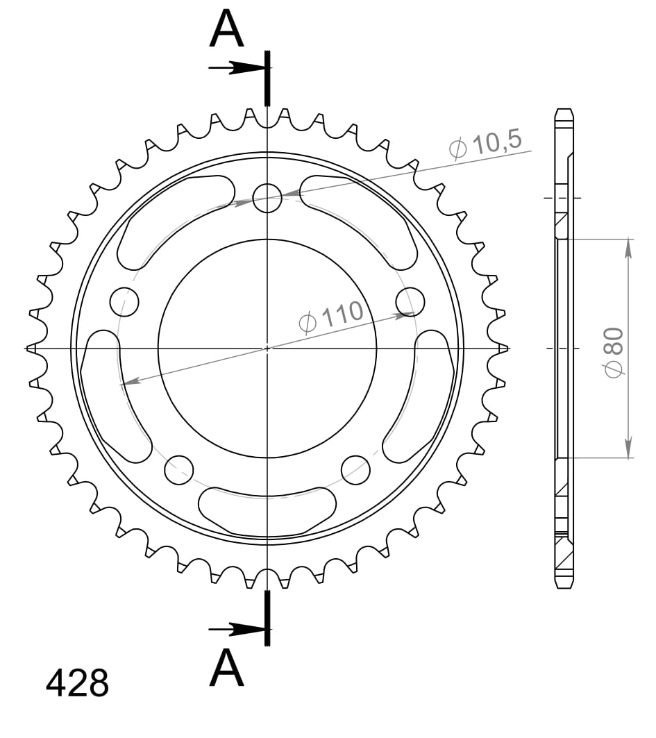 Obrázek produktu Řetězová rozeta SUPERSPROX RFE-884:42-BLK černý 42 zubů, 428 RFE-884:42-BLK