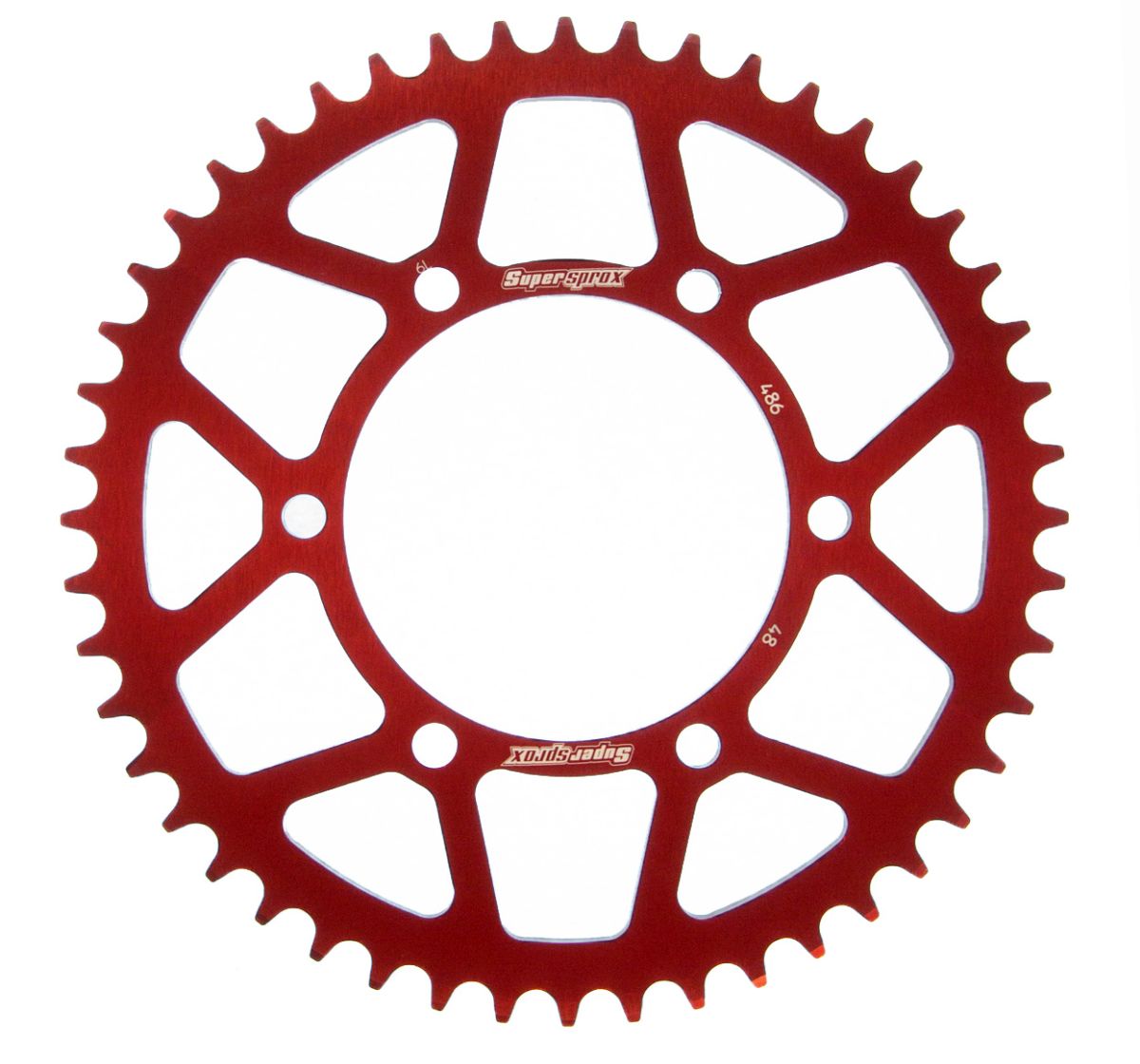 Obrázek produktu Hliníková řetězová rozeta SUPERSPROX RAL-486:48-RED červená 48 zubů, 520 RAL-486:48-RED