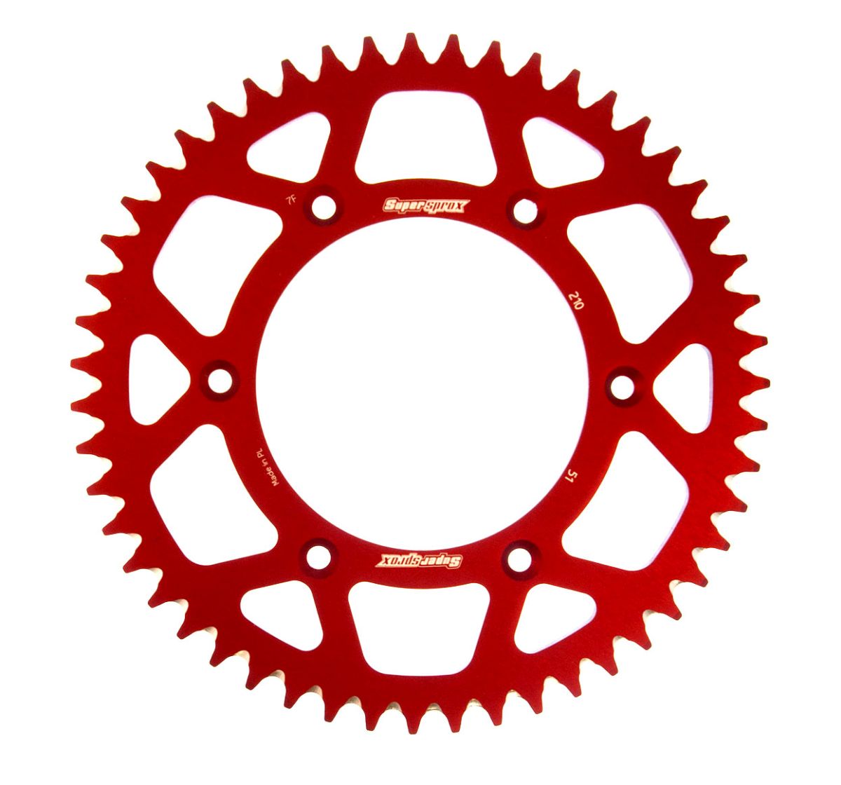 Obrázek produktu Hliníková řetězová rozeta SUPERSPROX RAL-210:51-RED červená 51 zubů, 520