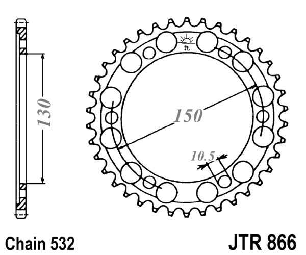 Obrázek produktu Řetězová rozeta JT 38 zubů, 532