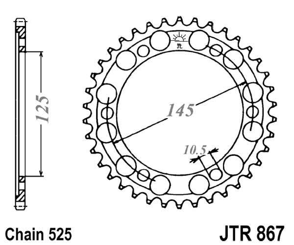 Obrázek produktu Řetězová rozeta JT 43 zubů, 525