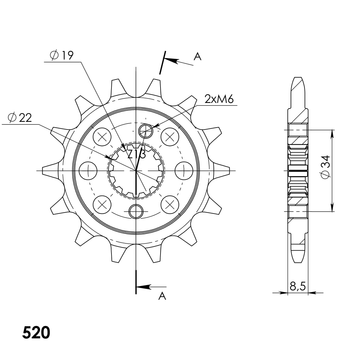 Obrázek produktu Řetězové kolečko SUPERSPROX CST-1403:14 14 zubů, 520 CST-1403:14