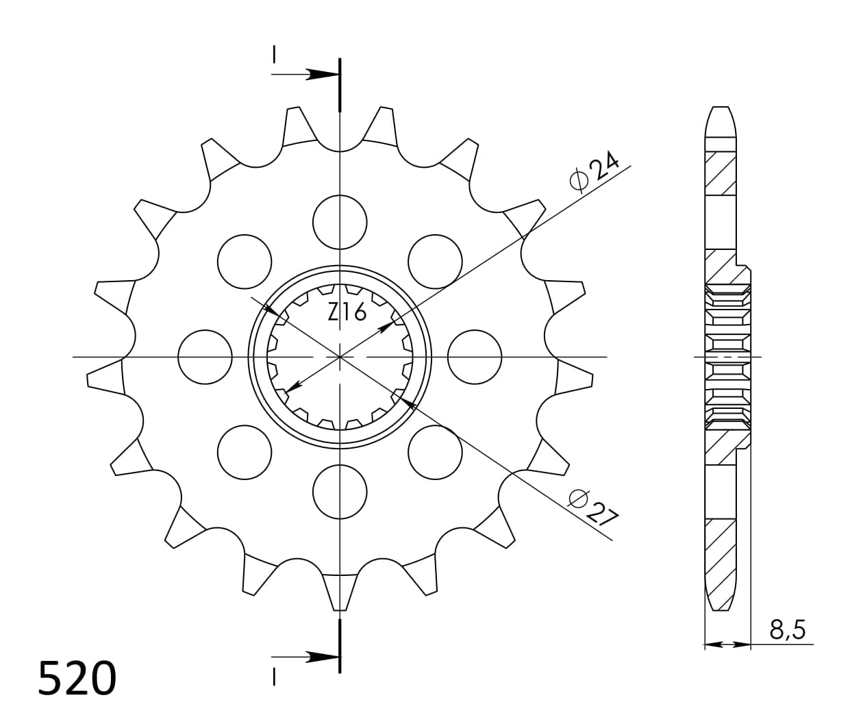 Obrázek produktu Řetězové kolečko SUPERSPROX CST-1423:16 16 zubů, 520 CST-1423:16