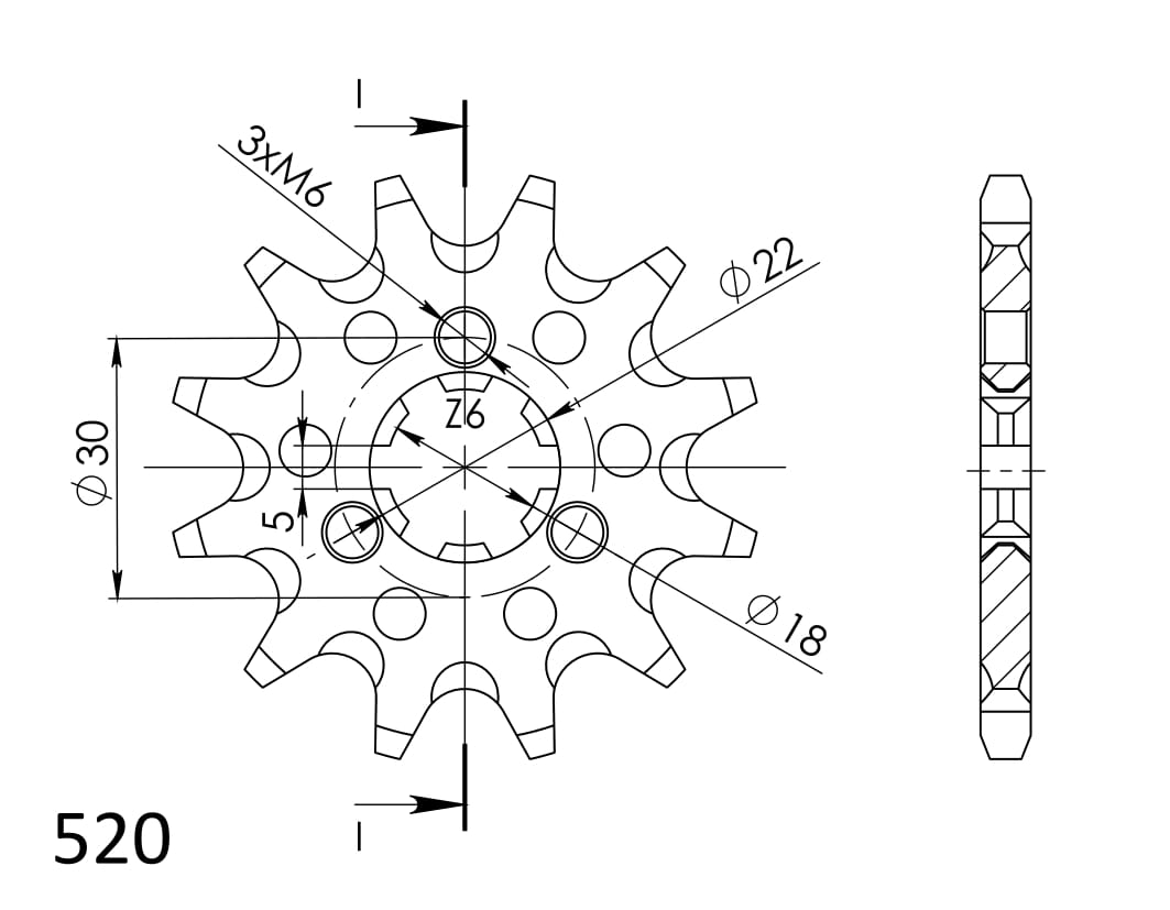 Obrázek produktu Řetězové kolečko SUPERSPROX CST-1445:11 11 zubů, 520 CST-1445:11