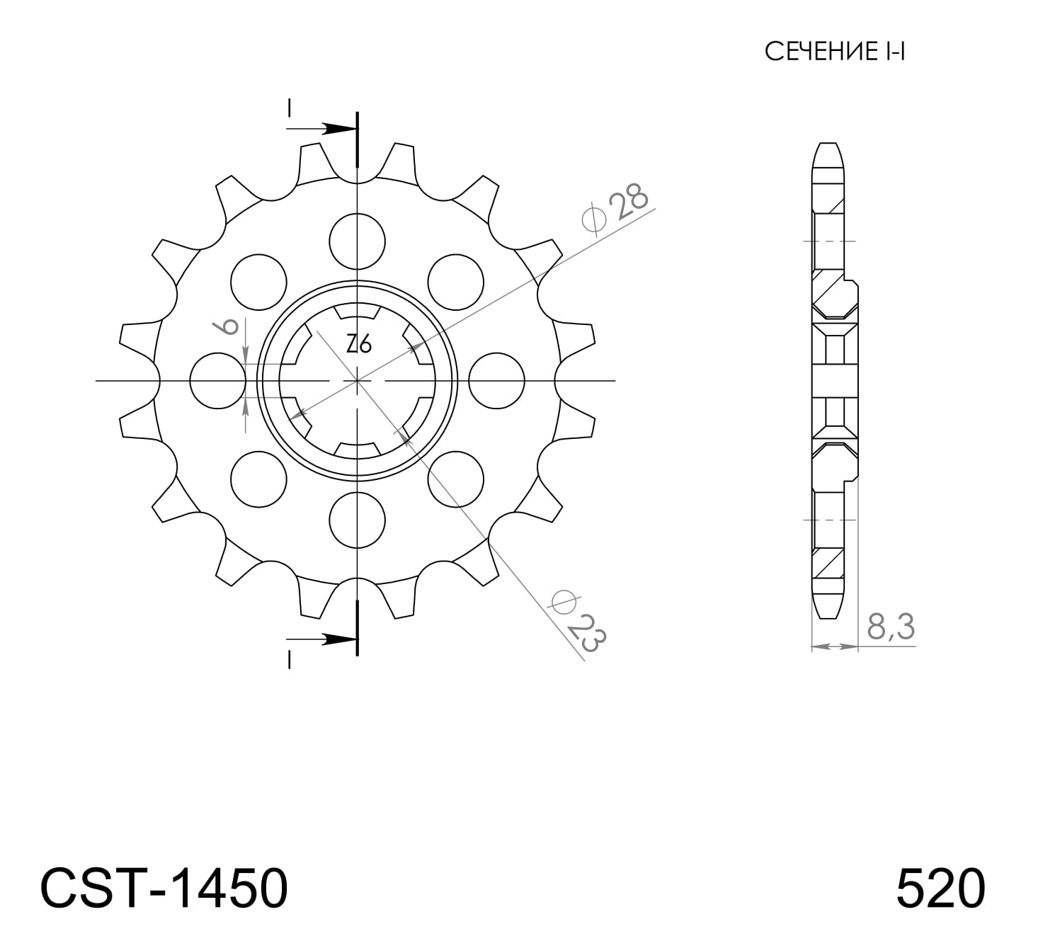 Obrázek produktu Řetězové kolečko SUPERSPROX CST-1450:14 14 zubů, 520 CST-1450:14
