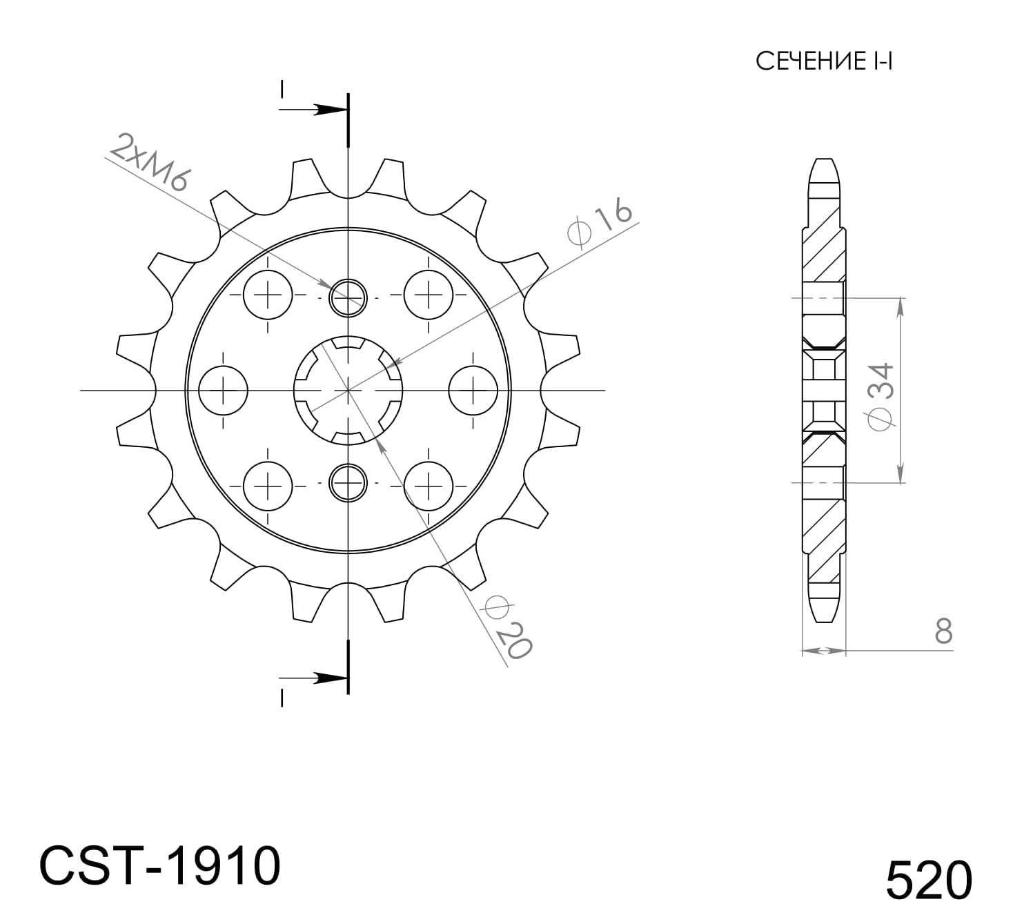 Obrázek produktu Řetězové kolečko SUPERSPROX CST-1910:14 14 zubů, 520 CST-1910:14