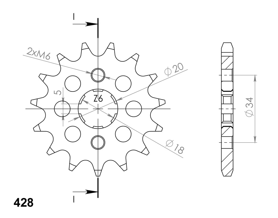 Obrázek produktu Řetězové kolečko SUPERSPROX CST-264:14 14 zubů, 428 CST-264:14