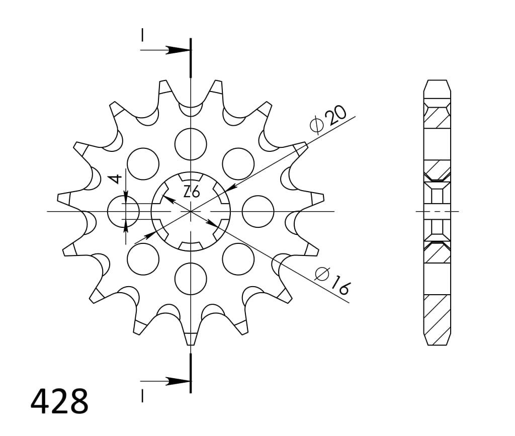 Obrázek produktu Řetězové kolečko SUPERSPROX CST-416:16 16 zubů, 428 CST-416:16