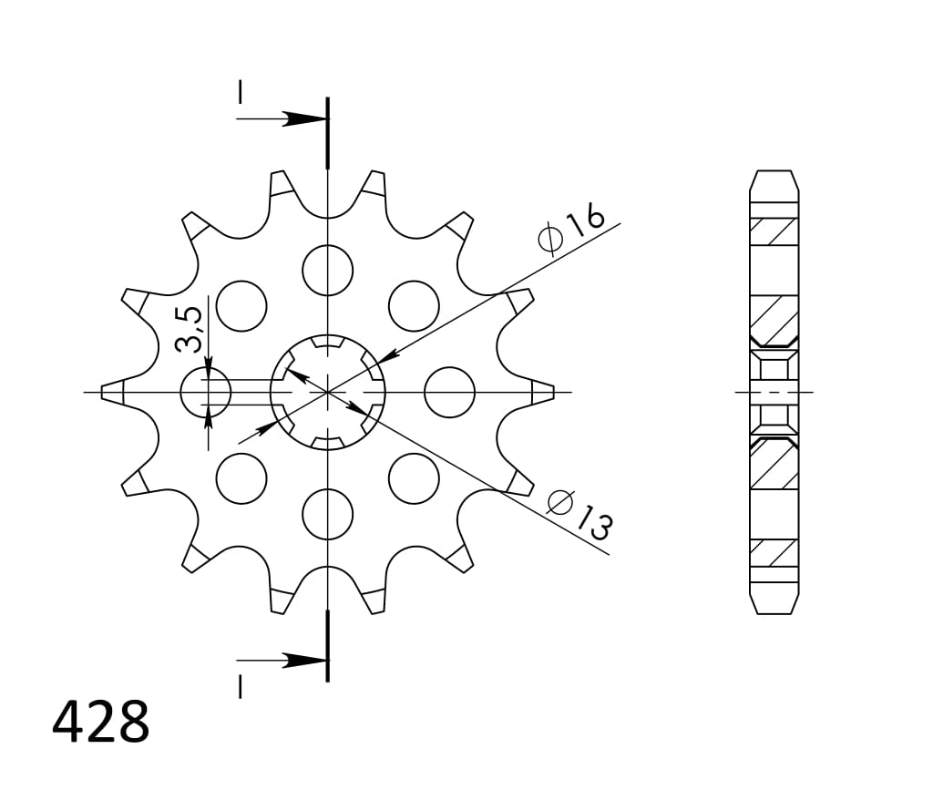 Obrázek produktu Řetězové kolečko SUPERSPROX CST-542:13 13 zubů, 428 CST-542:13