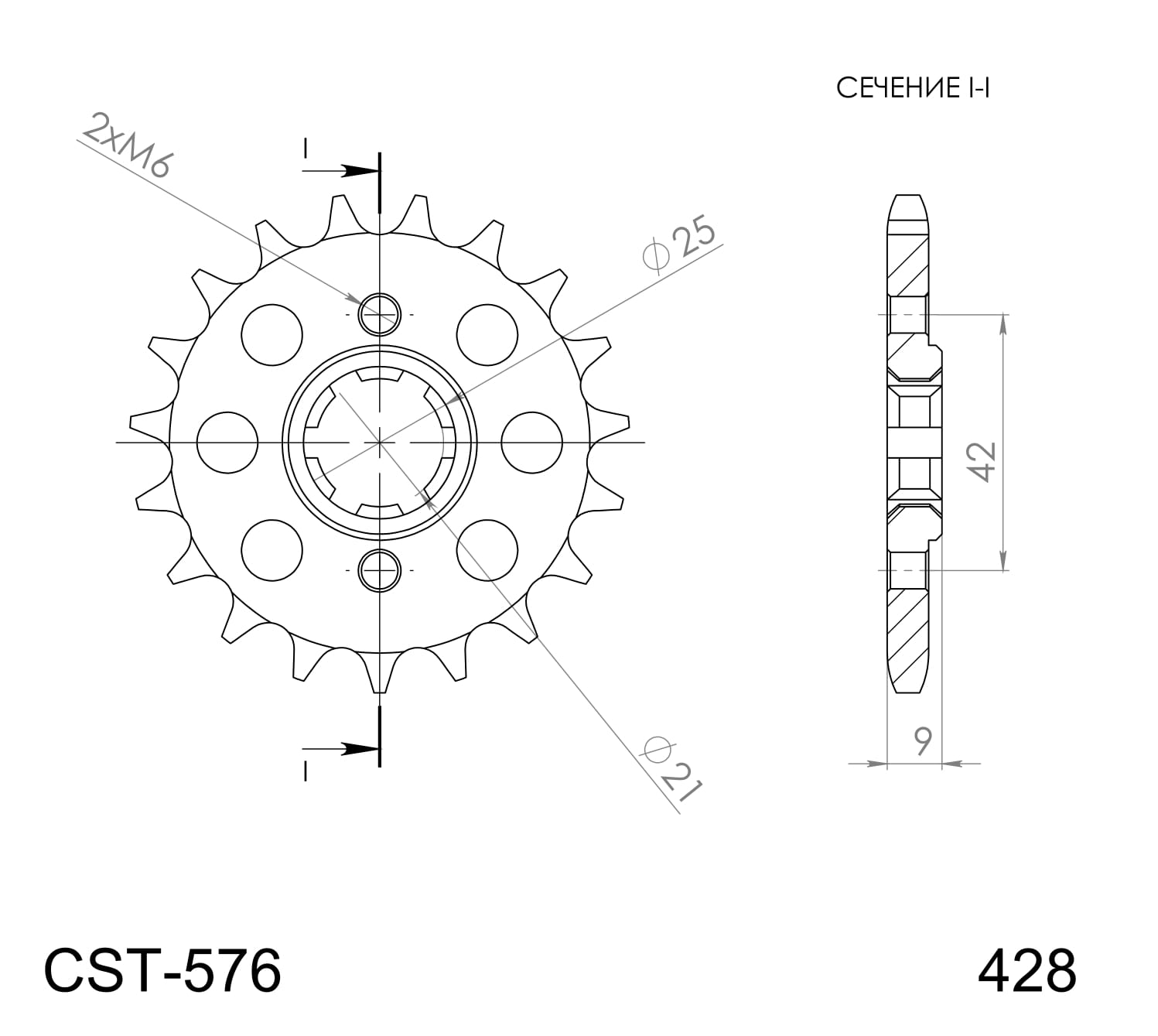 Obrázek produktu Řetězové kolečko SUPERSPROX CST-576:18 18 zubů, 428 CST-576:18