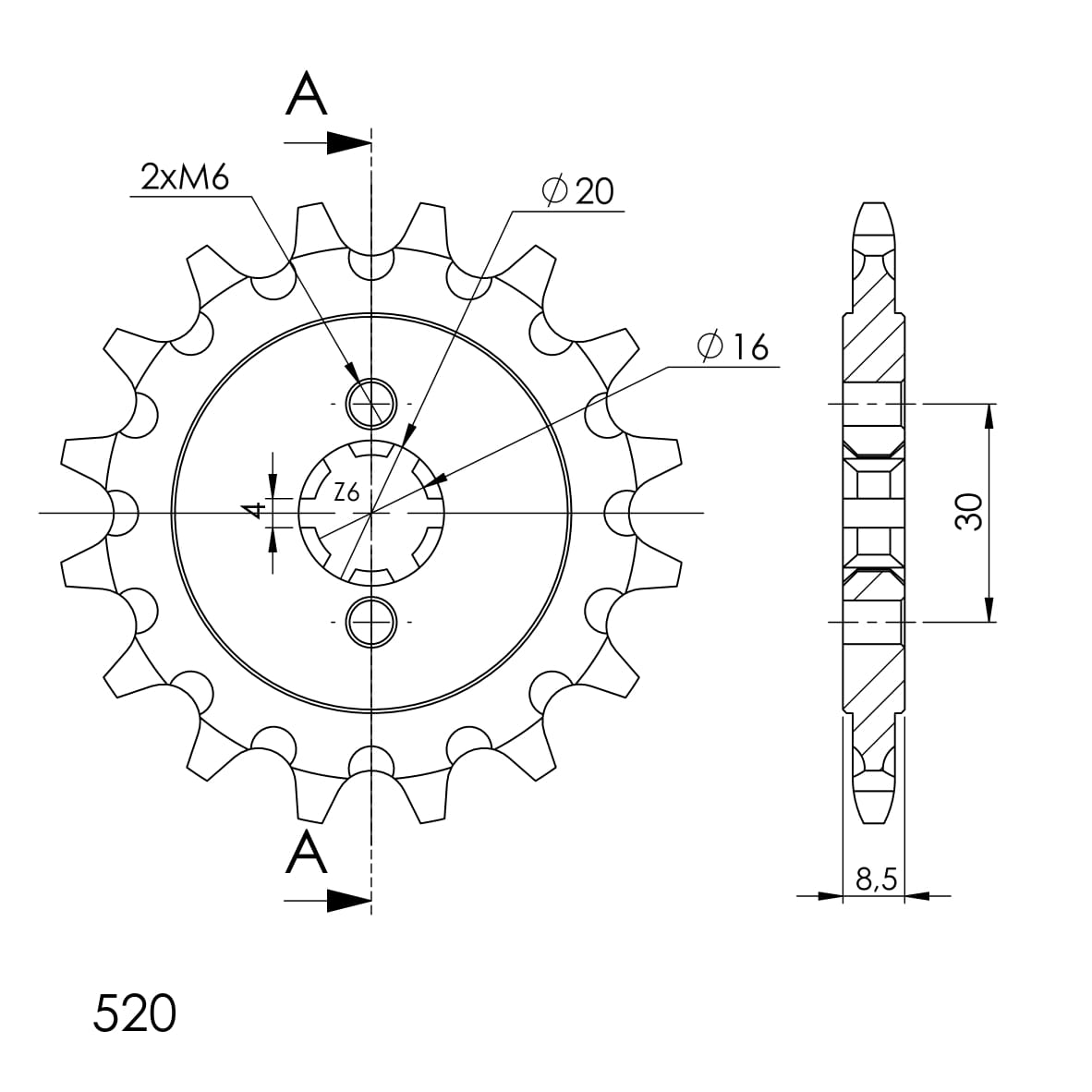 Obrázek produktu Řetězové kolečko SUPERSPROX CST-718:13 13 zubů, 520 CST-718:13