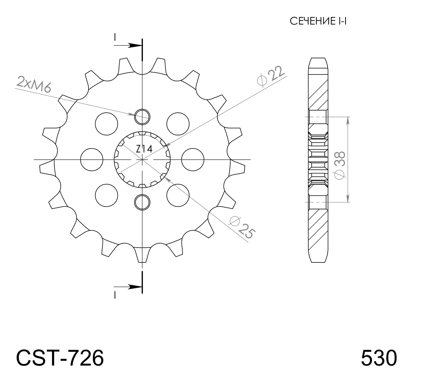 Obrázek produktu Řetězové kolečko SUPERSPROX CST-726:14 CST-726:14