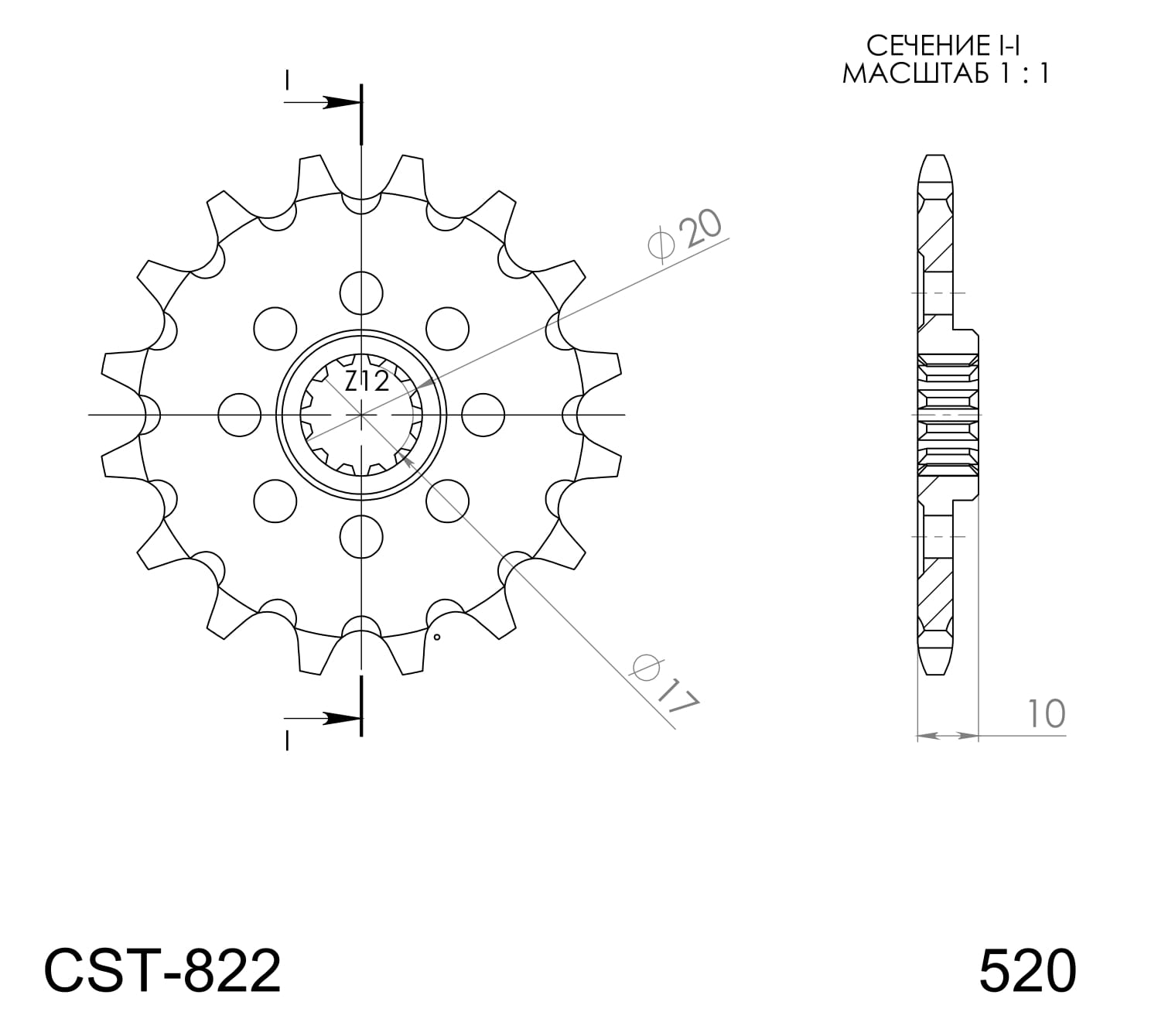 Obrázek produktu Řetězové kolečko SUPERSPROX CST-822:13 CST-822:13