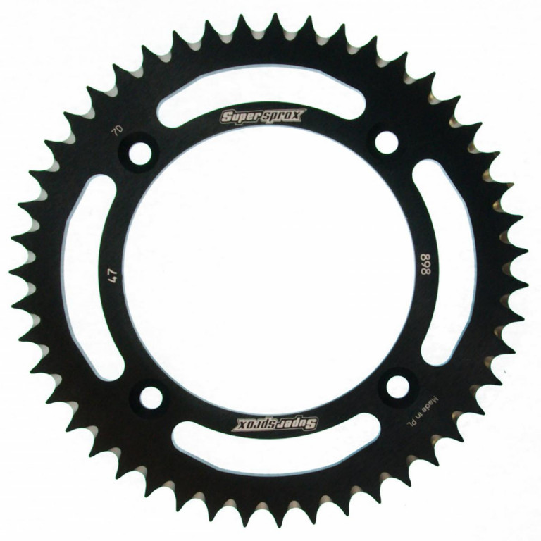 Obrázek produktu Hliníková řetězová rozeta SUPERSPROX RAL-898:47-BLK černý 47 zubů, 428 RAL-898:47-BLK