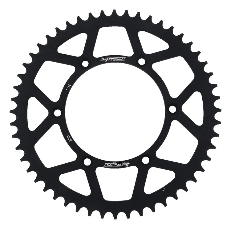 Obrázek produktu Hliníková řetězová rozeta SUPERSPROX RAL-808:52-BLK černý 52 zubů, 520 RAL-808:52-BLK