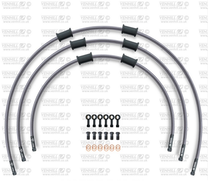 Obrázek produktu STANDARD Hadice přední brzdy sada Venhill POWERHOSEPLUS BMW-6001FB (3 hadice v sadě) průhledné hadice, černé koncovky BMW-6001FB