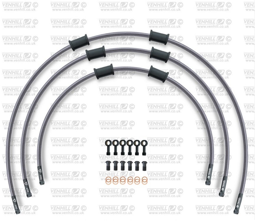 Obrázek produktu STANDARD Hadice přední brzdy sada Venhill POWERHOSEPLUS BMW-7001FB (3 hadice v sadě) průhledné hadice, černé koncovky BMW-7001FB