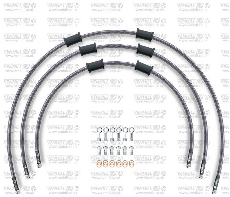 Obrázek produktu STANDARD Hadice přední brzdy sada Venhill POWERHOSEPLUS APR-2003FS (3 hadice v sadě) Průhledné hadice, nerezové koncovky APR-2003FS