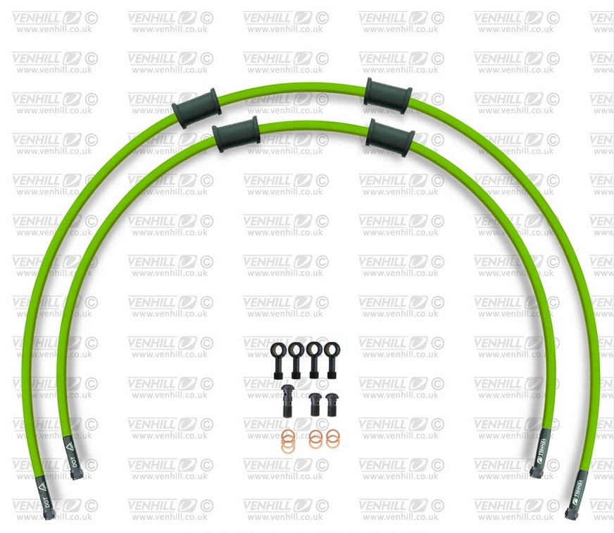 Obrázek produktu Hadice zadní brzdy Venhill POWERHOSEPLUS DUC-9005RB-GR (2 hadice v sadě) zelené hadice, černé koncovky DUC-9005RB-GR