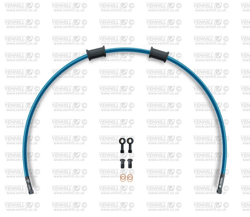 Obrázek produktu Hadice zadní brzdy Venhill POWERHOSEPLUS KAW-6003RB-TB (1 hadice v sadě) průhledně modré hadice, černé koncovky KAW-6003RB-TB