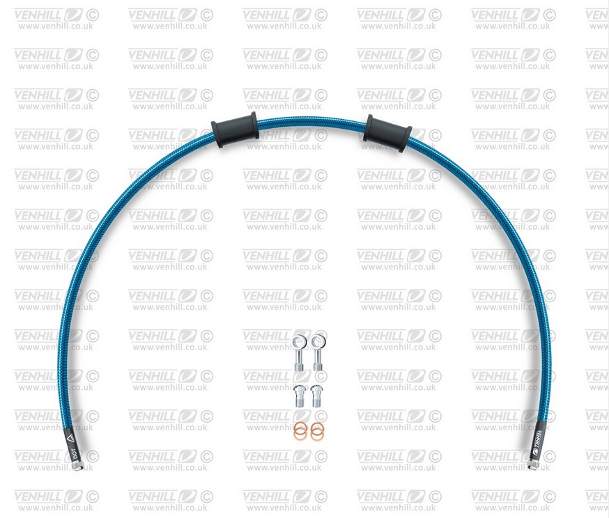 Obrázek produktu Hadice zadní brzdy Venhill POWERHOSEPLUS YAM-6017R-TB (1 hadice v sadě) průhledně modré hadice, chromové koncovky YAM-6017R-TB