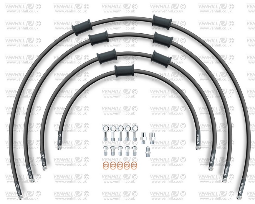 Obrázek produktu STANDARD Hadice přední brzdy sada Venhill POWERHOSEPLUS BMW-10012F-BK (4 hadice v sadě) černé hadice, chromové koncovky BMW-10012F-BK