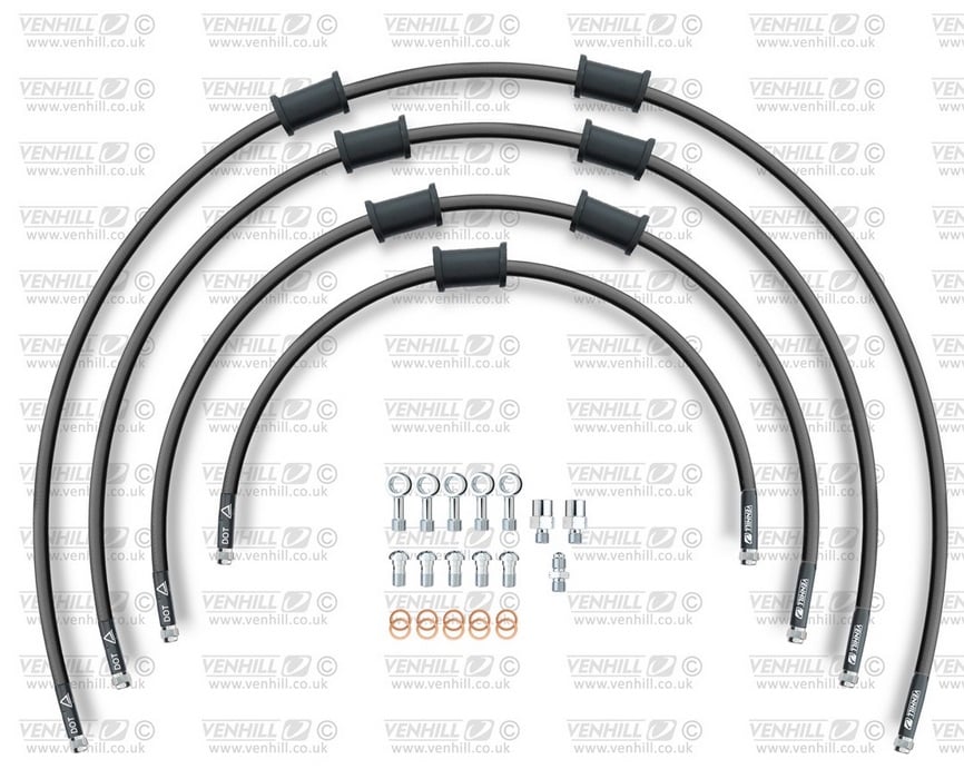 Obrázek produktu STANDARD Hadice přední brzdy sada Venhill POWERHOSEPLUS BMW-11005FS-BK (4 hadice v sadě) černé hadice, nerezové koncovky BMW-11005FS-BK