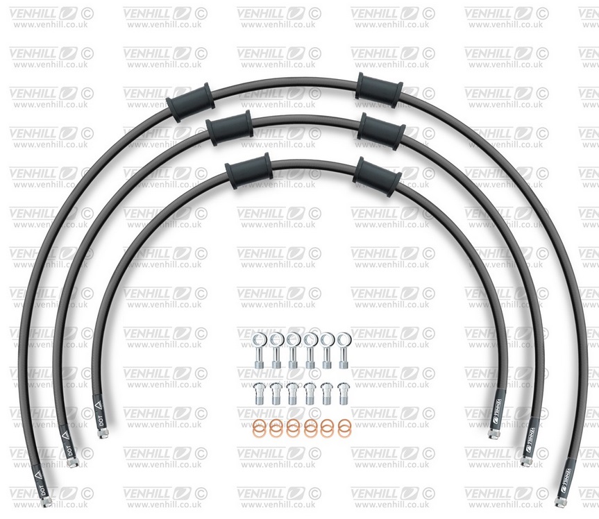 Obrázek produktu STANDARD Hadice přední brzdy sada Venhill POWERHOSEPLUS BMW-6006FS-BK (3 hadice v sadě) černé hadice, nerezové koncovky BMW-6006FS-BK